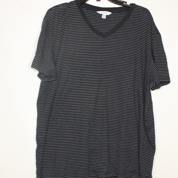 Calvin Klein Men's Shirt XXL Black w/White Stripes Short Sleeve Body Fit T-Shirt - Picture 1 of 9